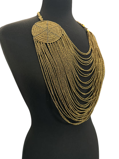 Authentic African Multilayer Beaded Disc Statement Necklace - Fatisha Boutique