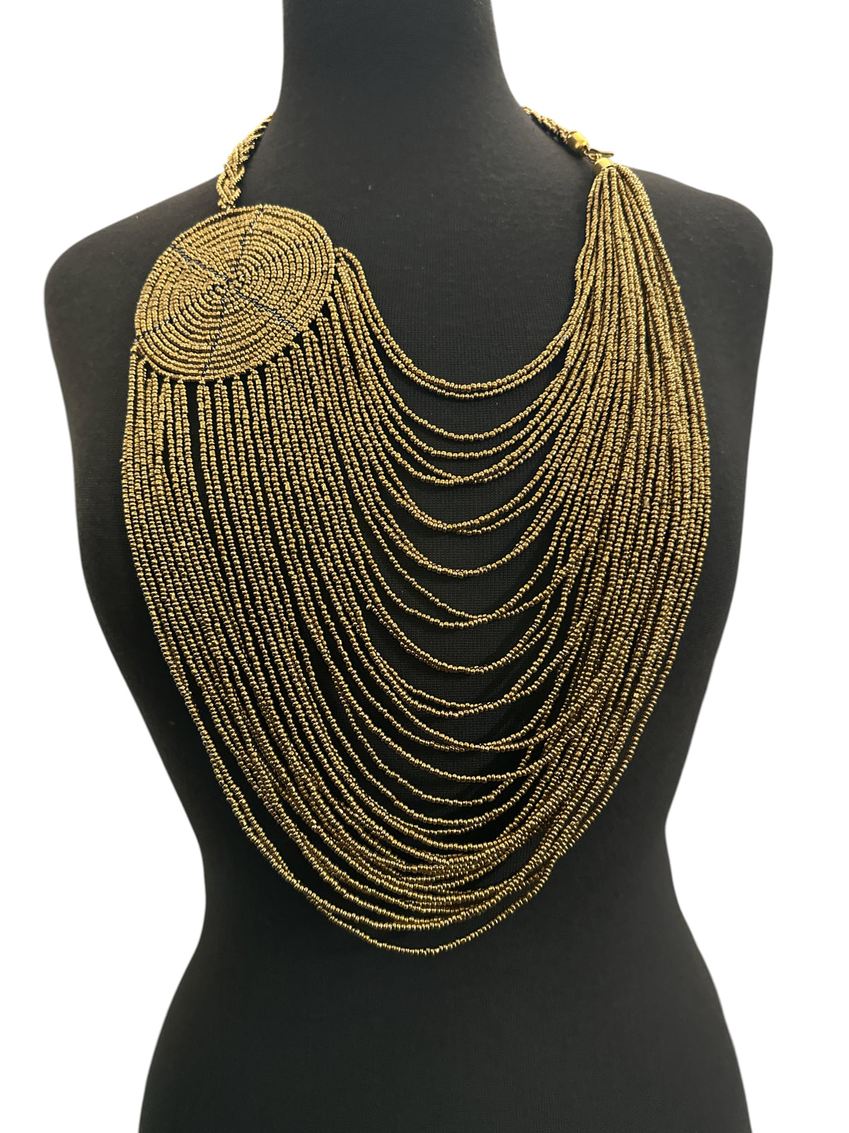 Authentic African Multilayer Beaded Disc Statement Necklace - Fatisha Boutique Fatisha Boutique