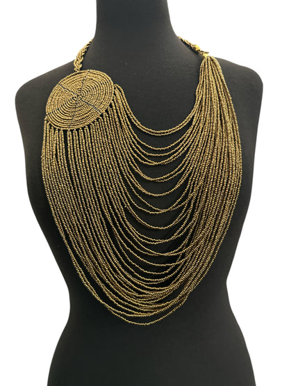 Authentic African Multilayer Beaded Disc Statement Necklace - Fatisha Boutique