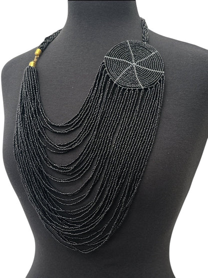 Authentic African Multilayer Beaded Disc Statement Necklace - Fatisha Boutique