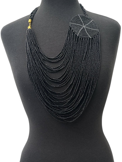 Authentic African Multilayer Beaded Disc Statement Necklace - Fatisha Boutique