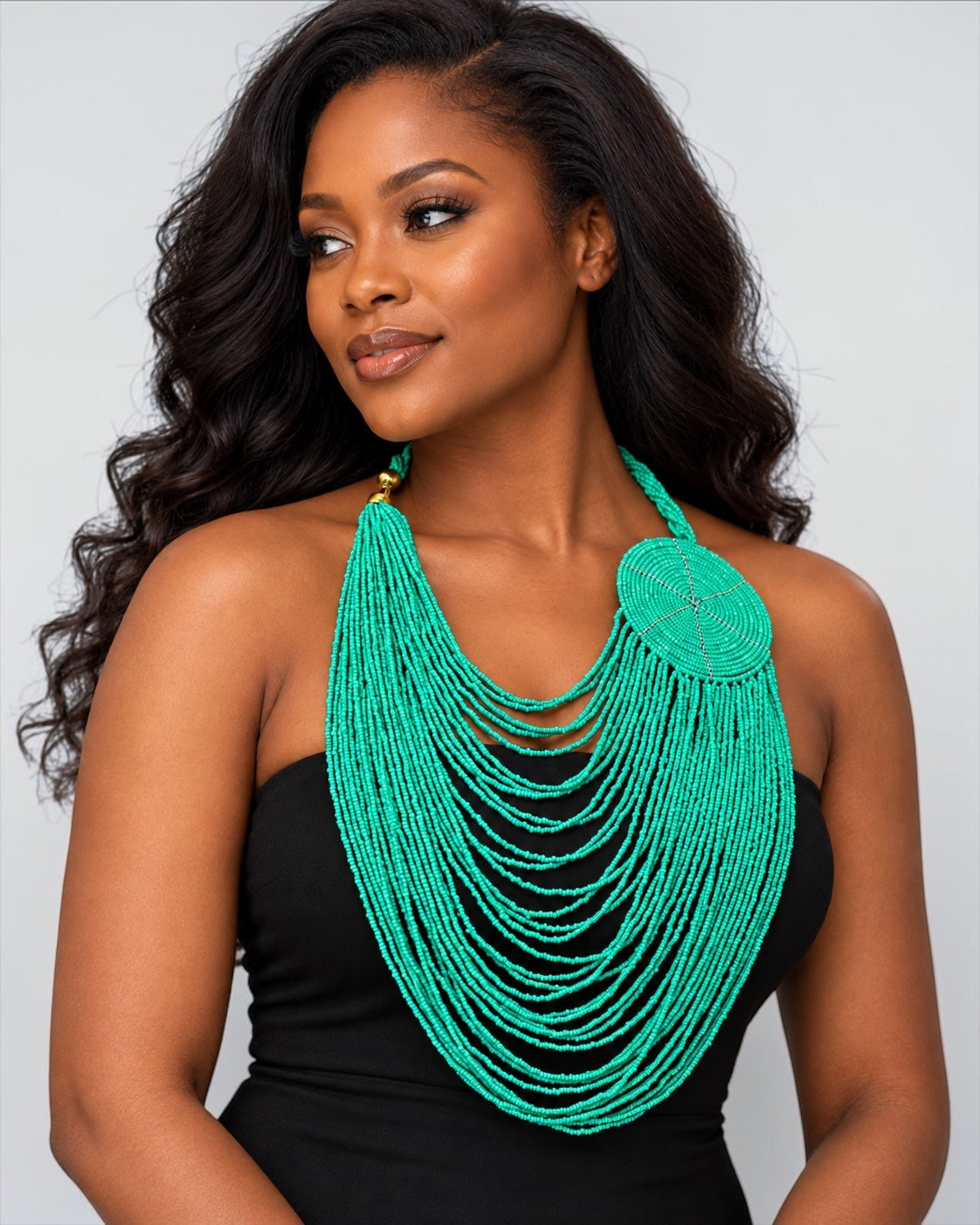 Authentic African Multilayer Beaded Disc Statement Necklace - Fatisha Boutique Fatisha Boutique