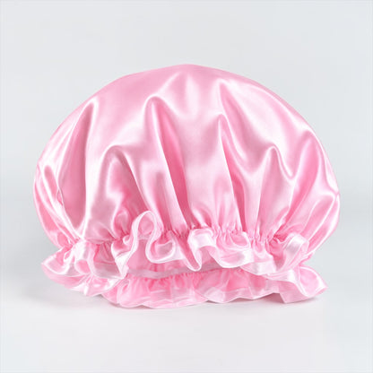 Kids Satin Silk Shower Cap – Waterproof Bonnet with Ruffled Edges (Ages 1–6) - Fatisha Boutique