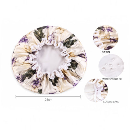 Kids Satin Silk Shower Cap – Waterproof Bonnet with Ruffled Edges (Ages 1–6) - Fatisha Boutique