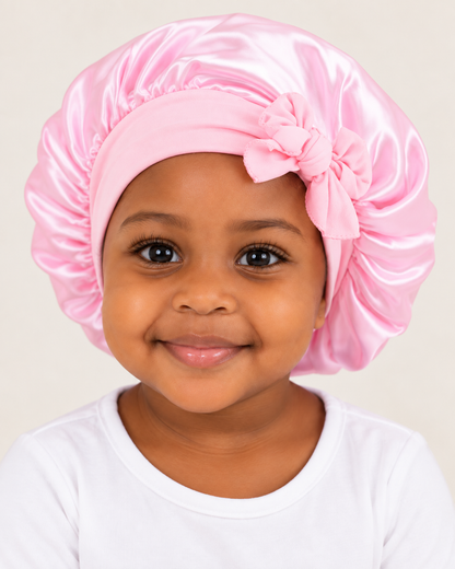 Kids Satin Bonnet Cap with Tie Bow – Ages 1–5 Years