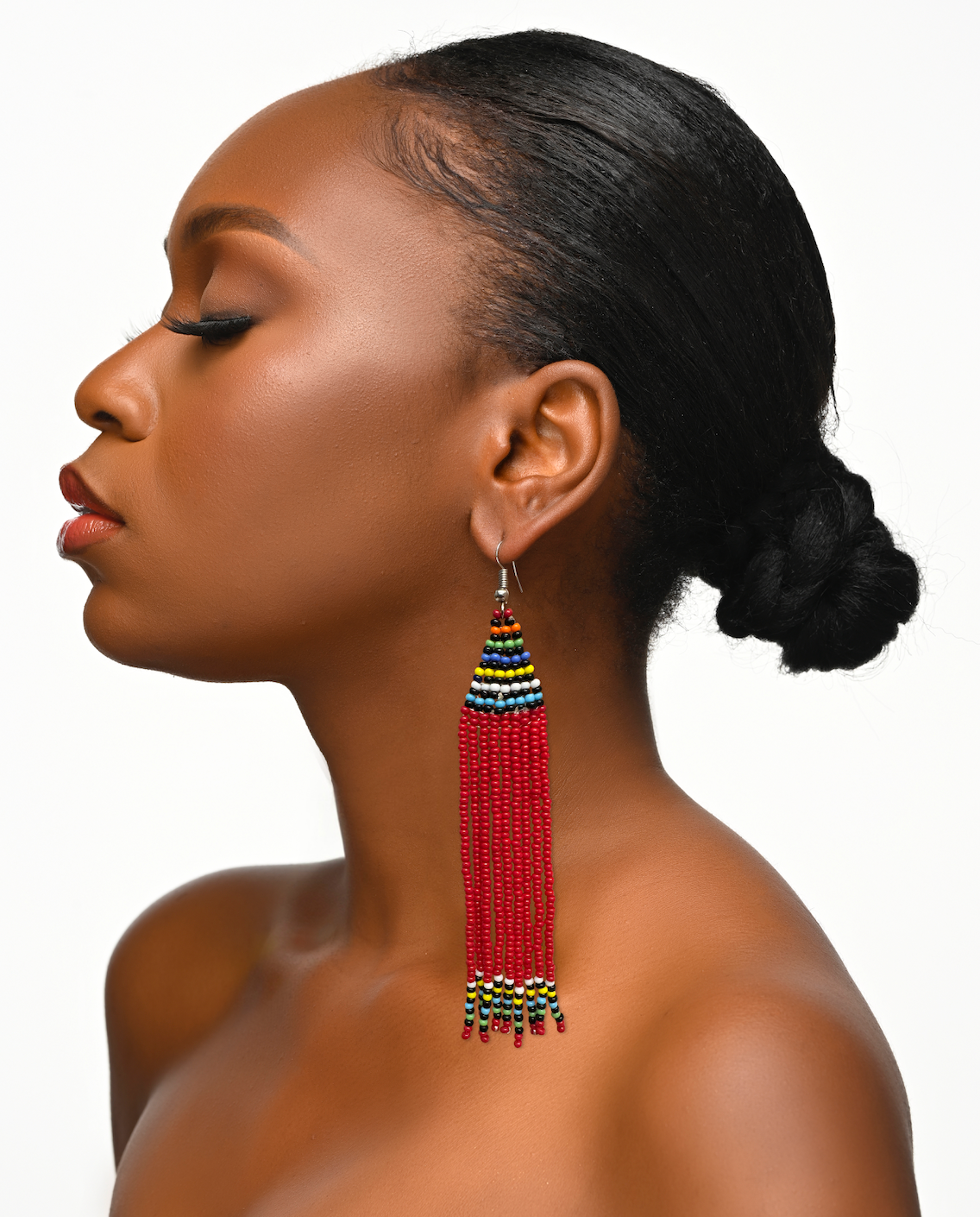 Long Authentic African Maasai Zulu Style Tribal Ethnic Dangle Earrings