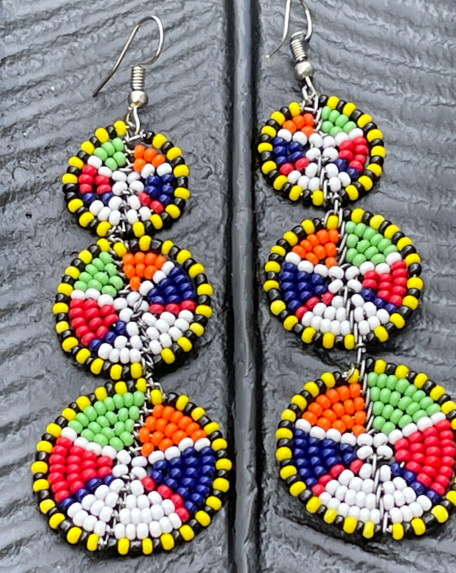 Multicolour Beaded Authentic African Ethnic Earrings