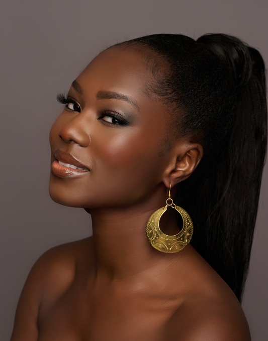 Engraved African Brass Earrings – Authentic Ethnic Dangle Jewellery - Fatisha Boutique #