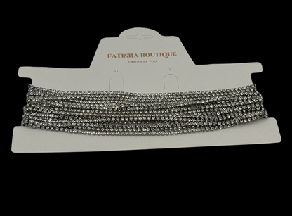 Elegant Multiple Rhinestone Chains Choker Necklaces