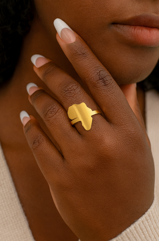 Africa Map Adjustable Ring – Stainless Steel (Gold & Silver) - Fatisha Boutique #