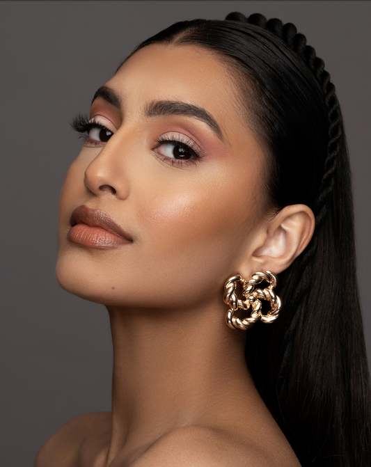 Elegant Gold Knot Statement Stud Drop Earrings – Formal & Unique Style - Fatisha Boutique #