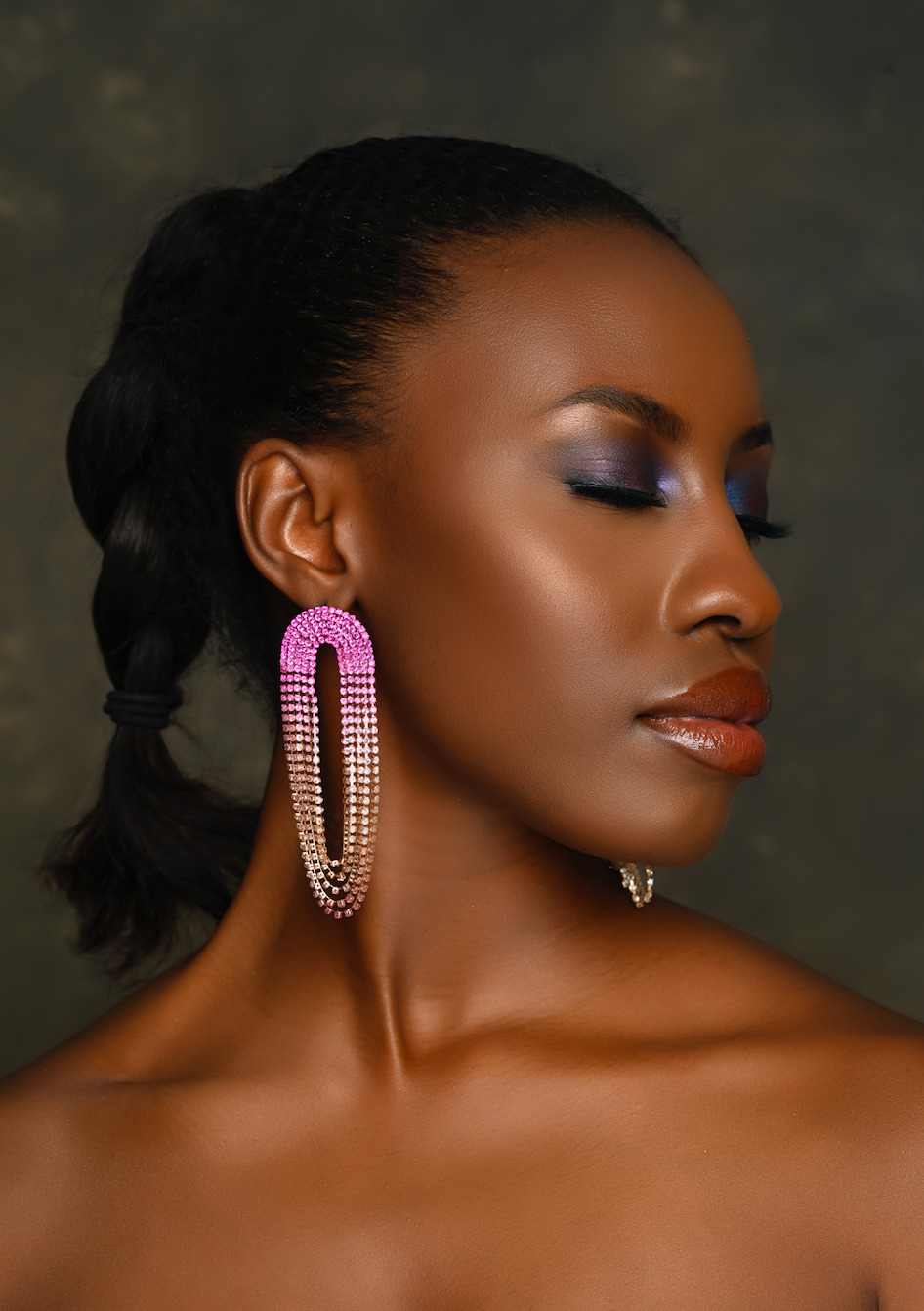 Pink Ombre Rhinestone Tassel Statement Earrings – Glamorous Crystal Drop Jewellery
