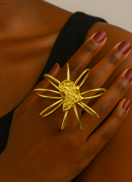 Orbit African Map Statement Ring – Adjustable Afrocentric Jewellery in Gold/Silver