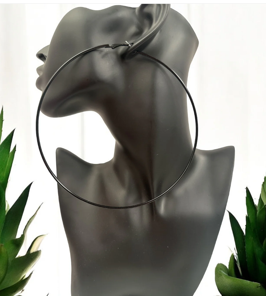 13CM Extra Large Hoop Earrings – Gold, Silver & Black Oversized Statement - Fatisha Boutique #