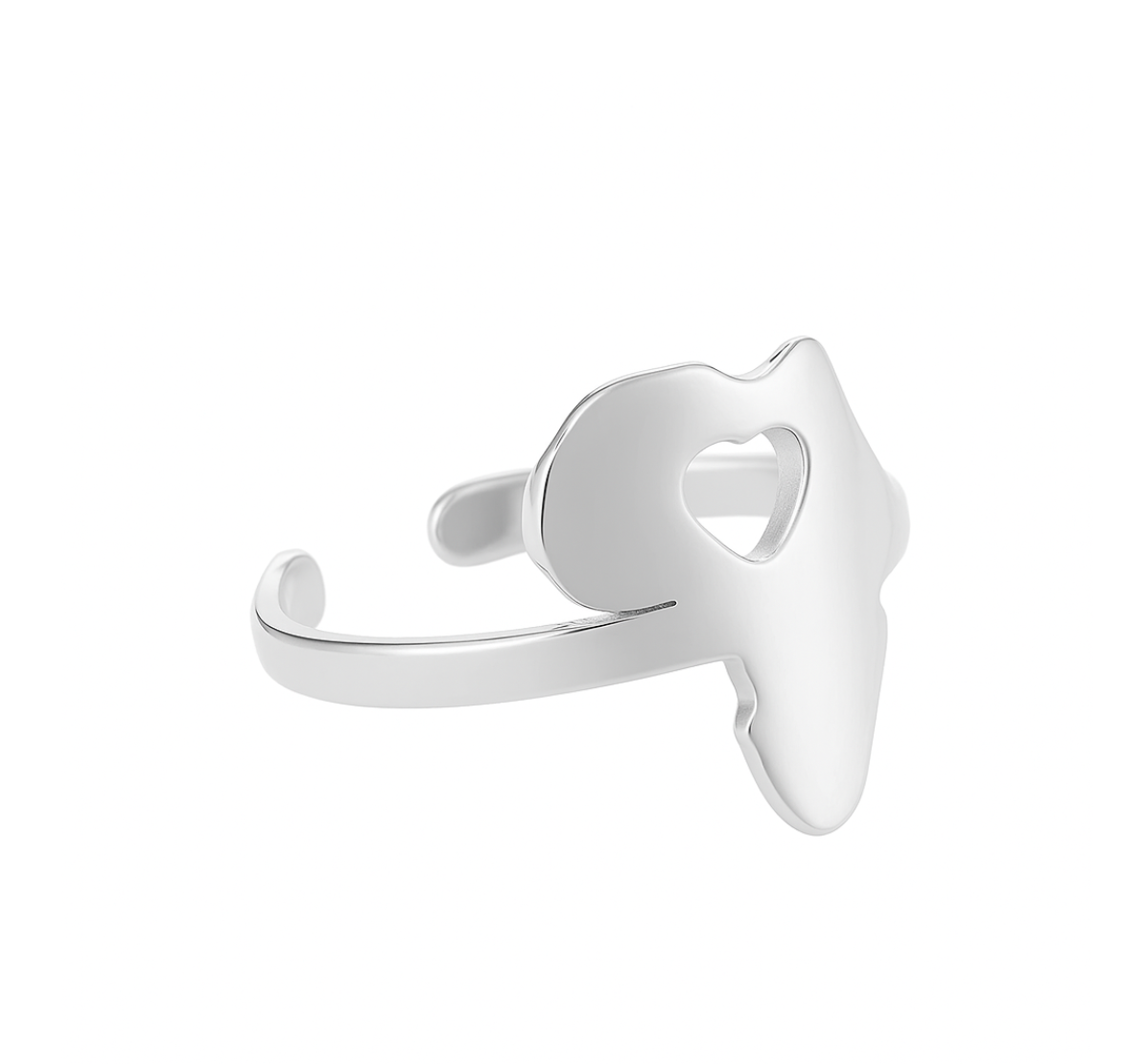 Adjustable Africa Map Ring – Stainless Steel with Heart Cut-Out Design - Fatisha Boutique #