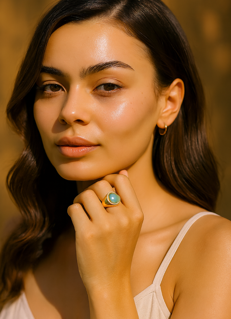 Colorful Heart-Shaped Pastel Adjustable Rings – Gold-Tone Copper Statement Jewellery - Fatisha Boutique #