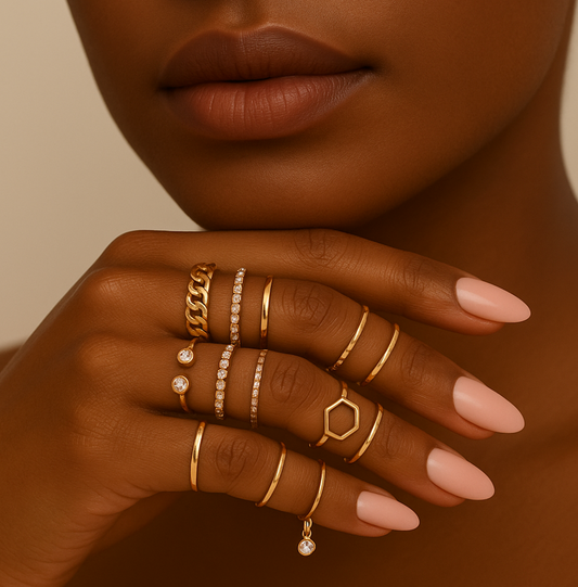 Gold-Tone Dainty Ring Set – 10 Pcs Adjustable Minimalist Fashion Rings - Fatisha Boutique #