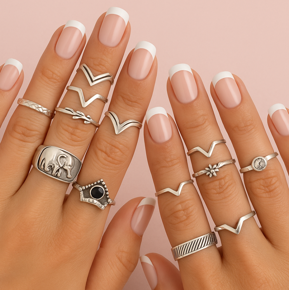 Boho Butterfly & Elephant Ring Set (15pcs) – Vintage Silver Statement Rings - Fatisha Boutique #