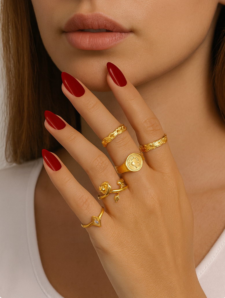 Set of 8 Adjustable Rings for Women – Gold & Silver Stackable Fashion Jewellery - Fatisha Boutique #