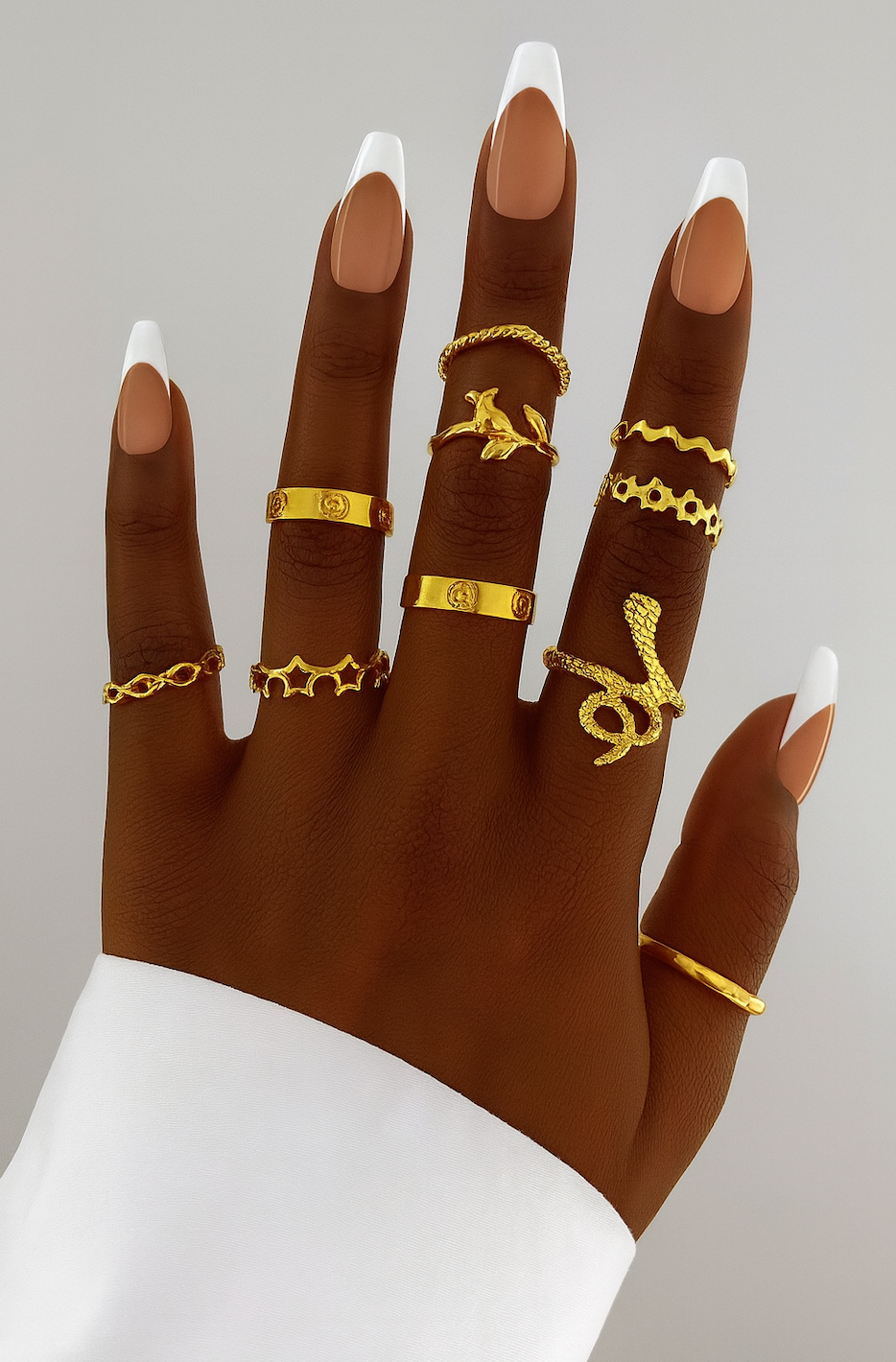 Set of 10 Gold Rings – Snake, Stars & Geometric Stackable Fashion Jewellery - Fatisha Boutique #