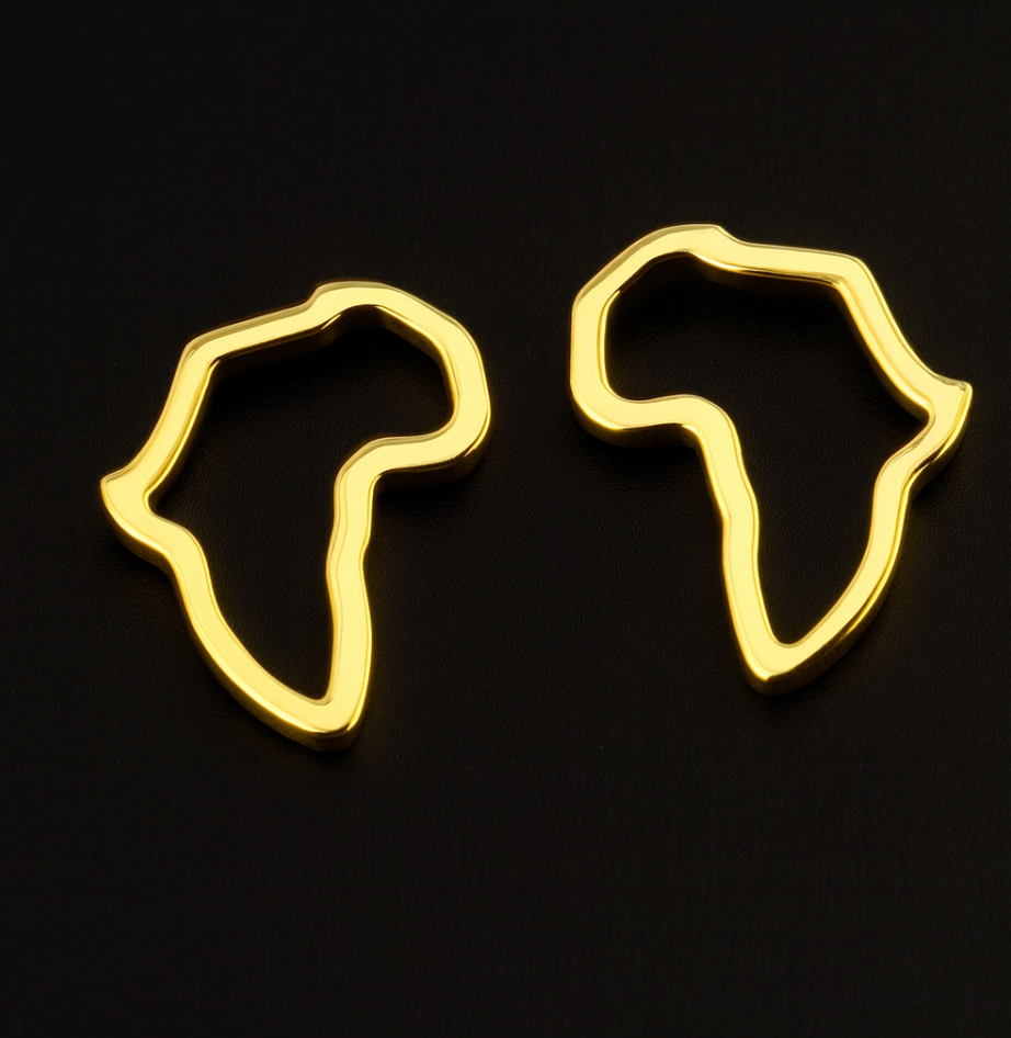 Small African Map Stud Earrings – Stainless Steel, Gold & Silver Options | UK Seller - Fatisha Boutique #