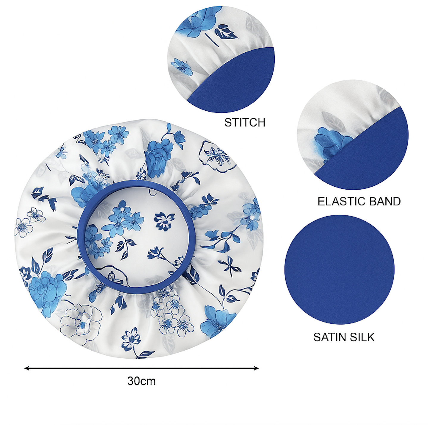 Floral Satin Silk Bonnet Cap – Lightweight Sleep Cap with Wide Elastic Band