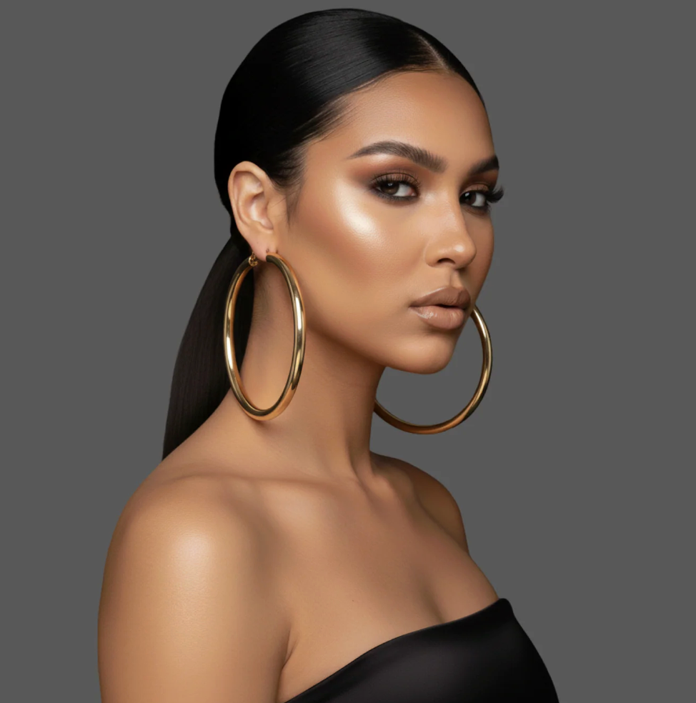 Extra-Large 11cm Classic Hoop Earrings – Lightweight Gold Statement Hoops - Fatisha Boutique #