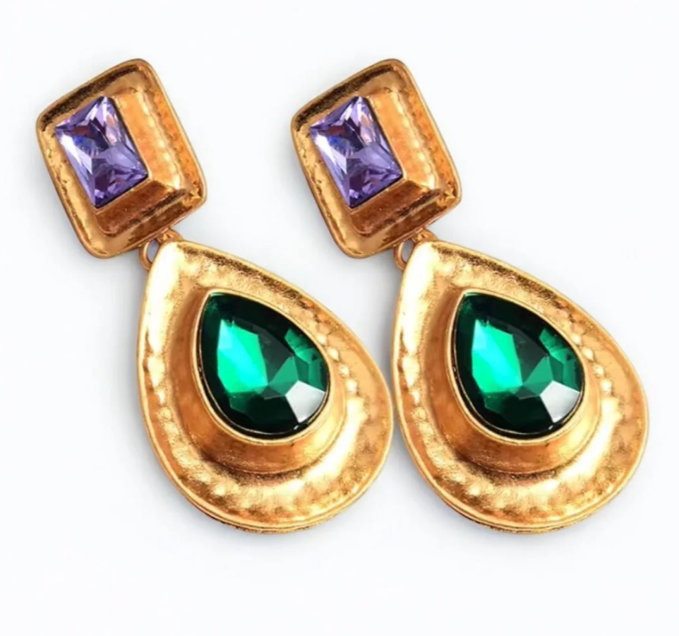 Elegant Teardrop Rhinestone Earrings – Gold Crystal Drop Statement - Fatisha Boutique #