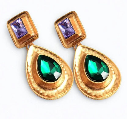 Elegant Teardrop Rhinestone Earrings – Gold Crystal Drop Statement - Fatisha Boutique #