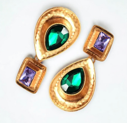 Elegant Teardrop Rhinestone Earrings – Gold Crystal Drop Statement - Fatisha Boutique #