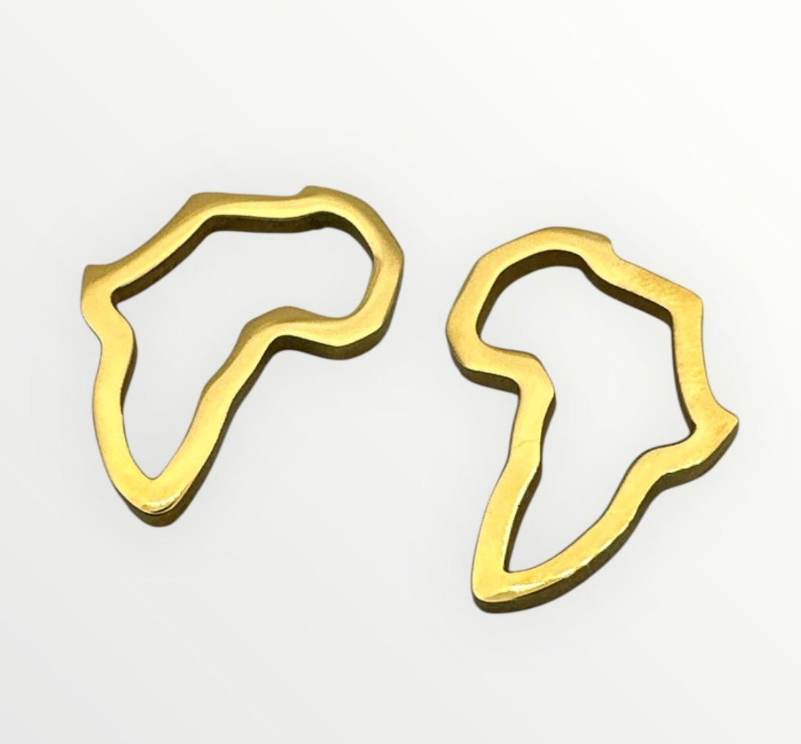 Africa Map Stainless Steel Stud Earrings