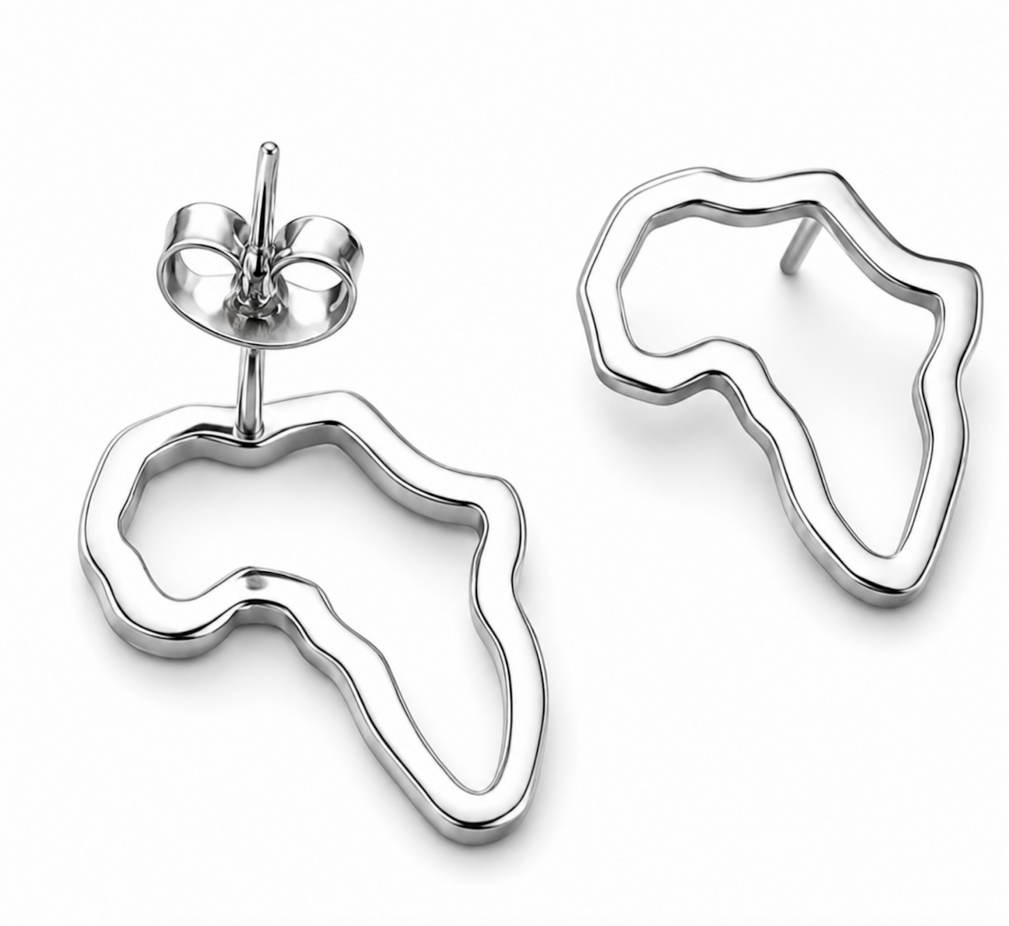 Africa Map Stainless Steel Stud Earrings