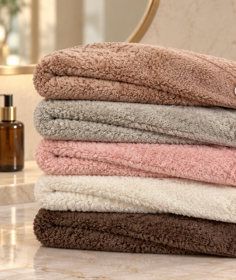 Ultra-Soft Microfibre Hair Towel Wrap with Button Fastening - Fatisha Boutique Fatisha Boutique