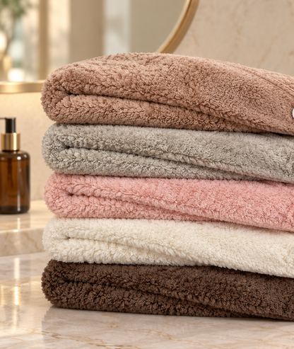 Ultra-Soft Microfibre Hair Towel Wrap with Button Fastening - Fatisha Boutique