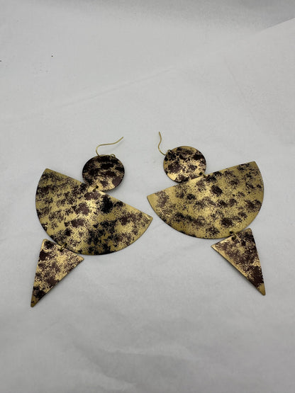 Abstract Brass Statement Dangle Earrings - Bold Geometric Fashion Jewellery - Fatisha Boutique
