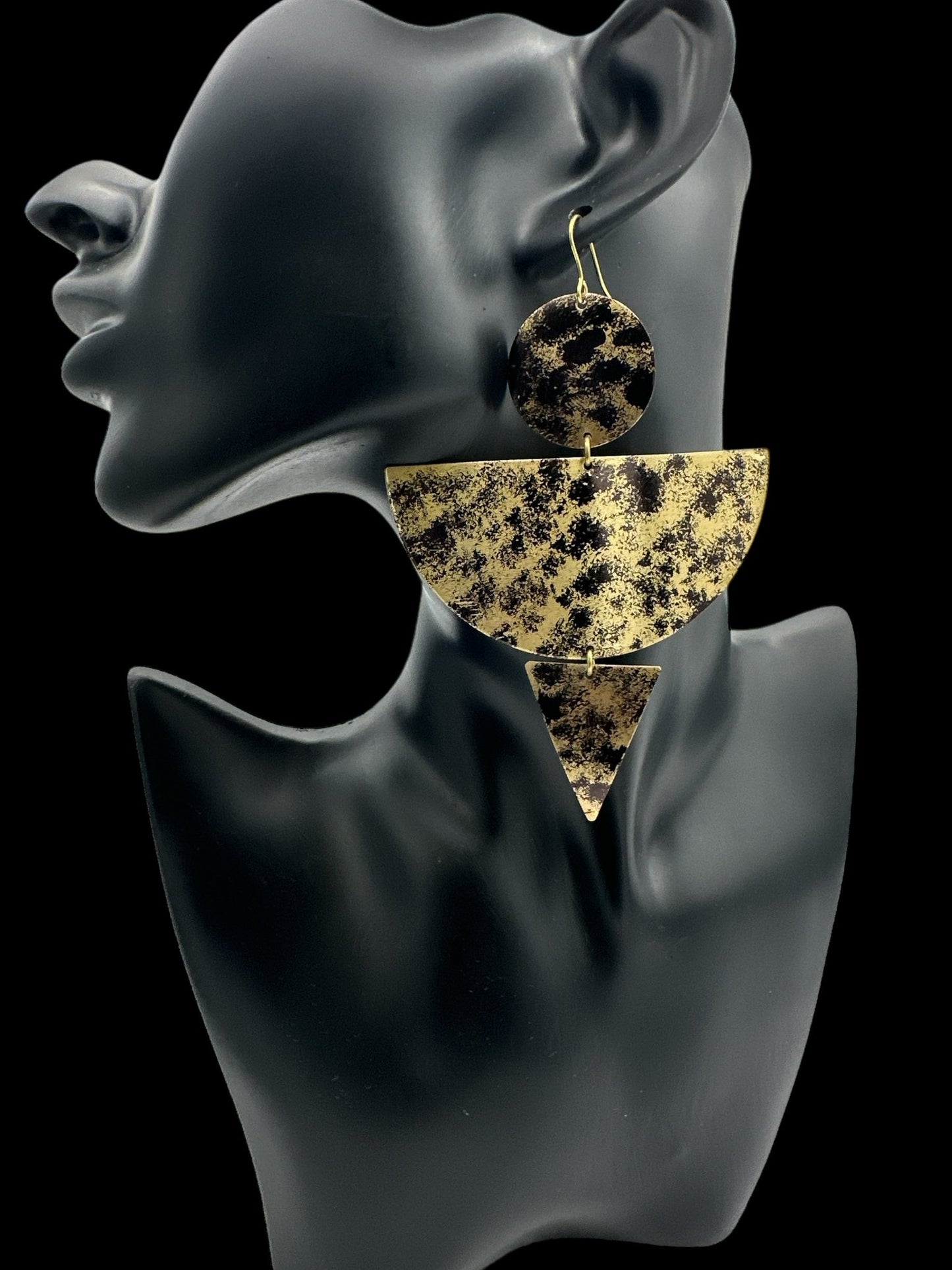 Abstract Brass Statement Dangle Earrings - Bold Geometric Fashion Jewellery - Fatisha Boutique