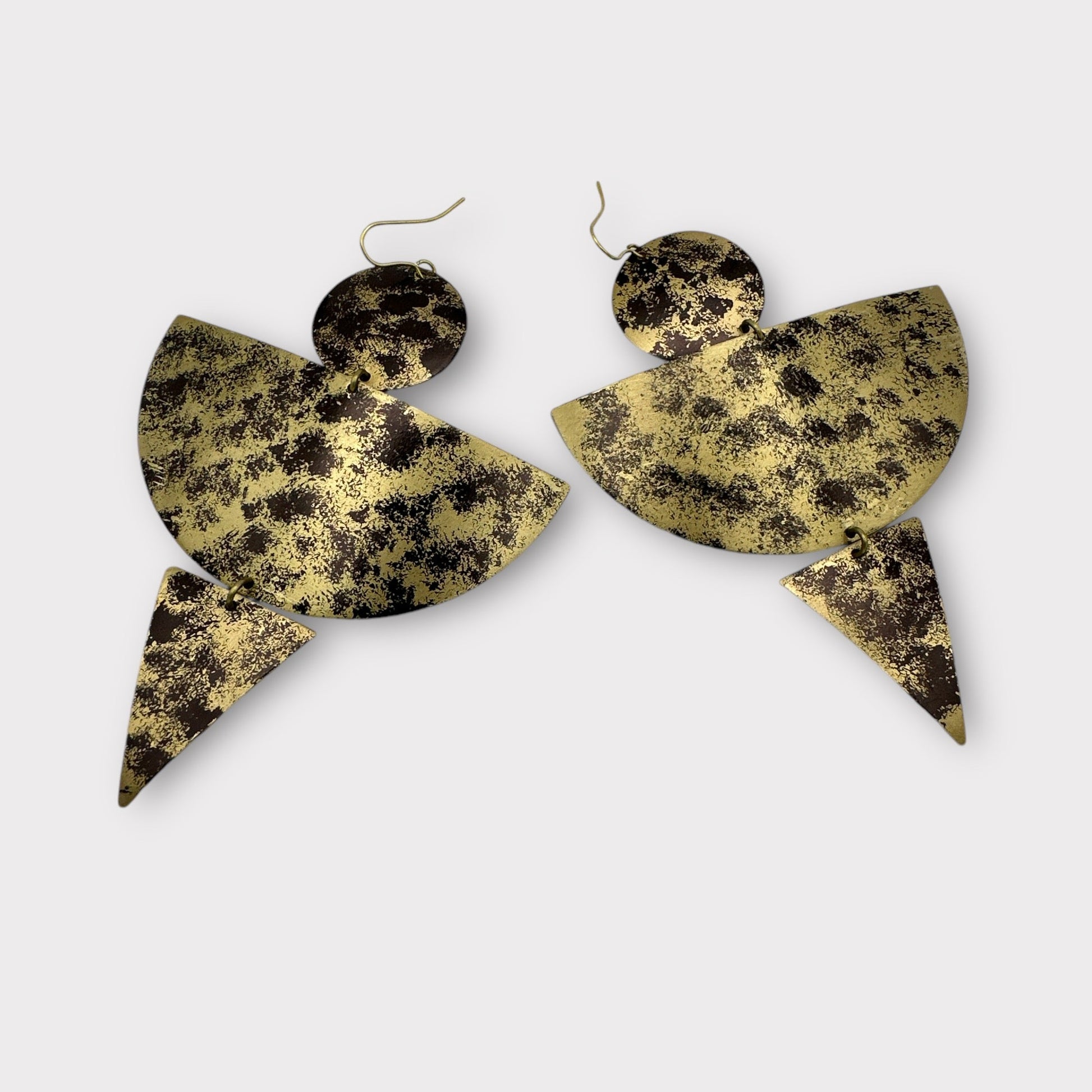 Abstract Brass Statement Dangle Earrings - Bold Geometric Fashion Jewellery - Fatisha Boutique