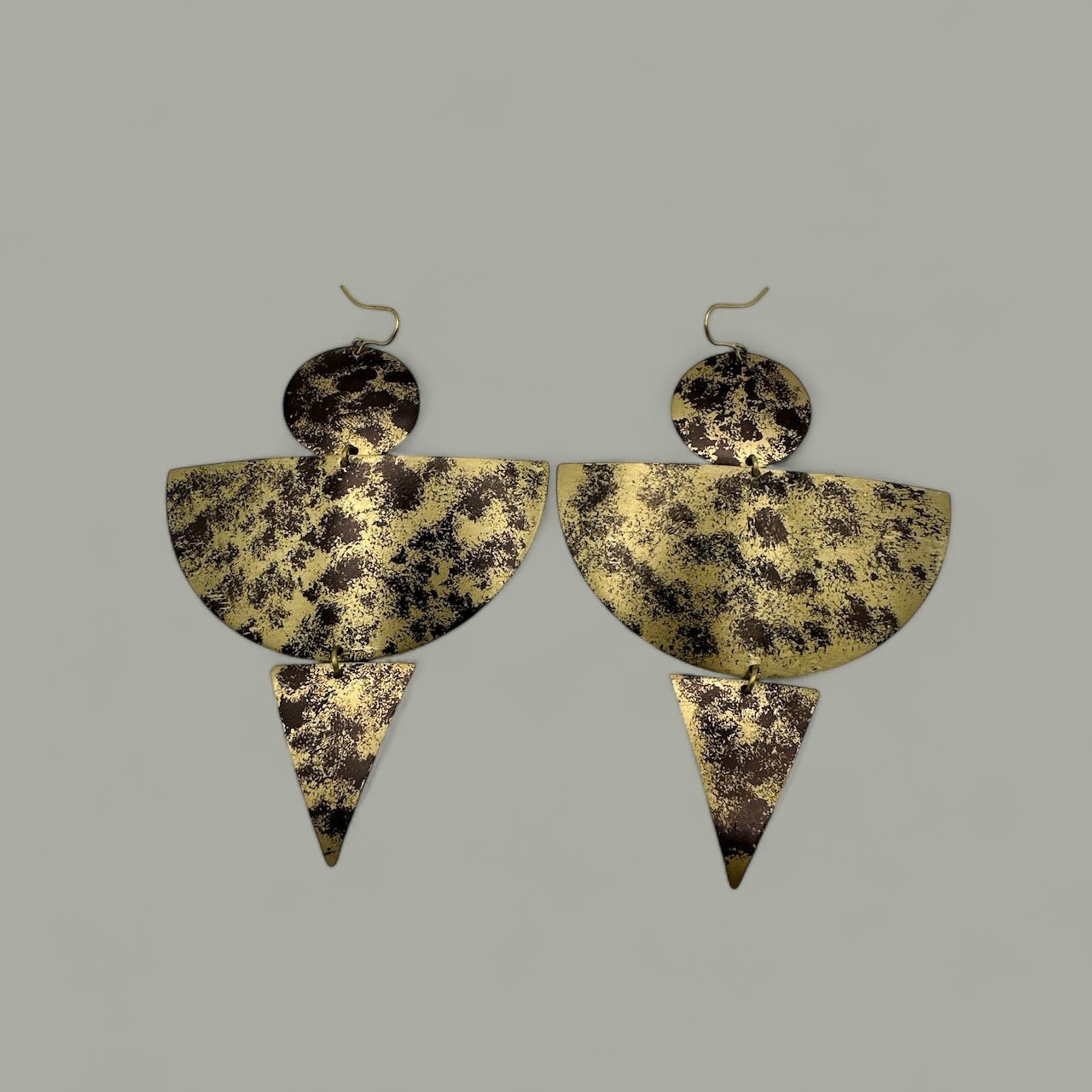 Abstract Brass Statement Dangle Earrings - Bold Geometric Fashion Jewellery - Fatisha Boutique