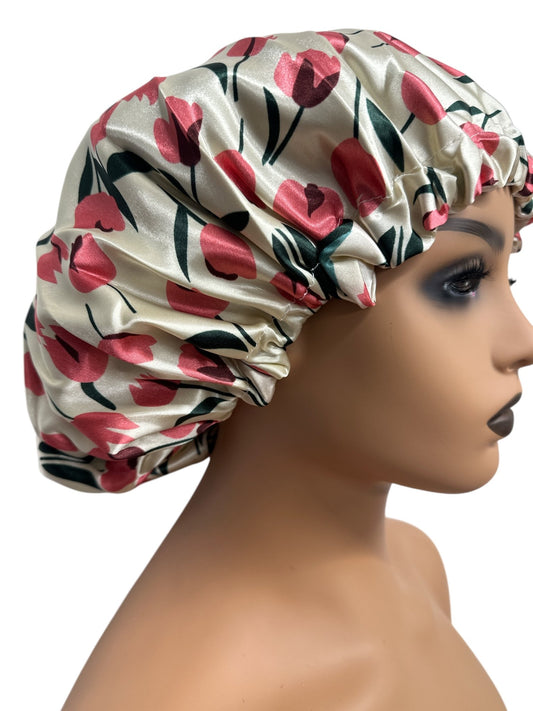 Adjustable Double - Layered Reversible Satin Silk Bonnet Cap – Premium Hair Protection Sleep Cap - Fatisha Boutique