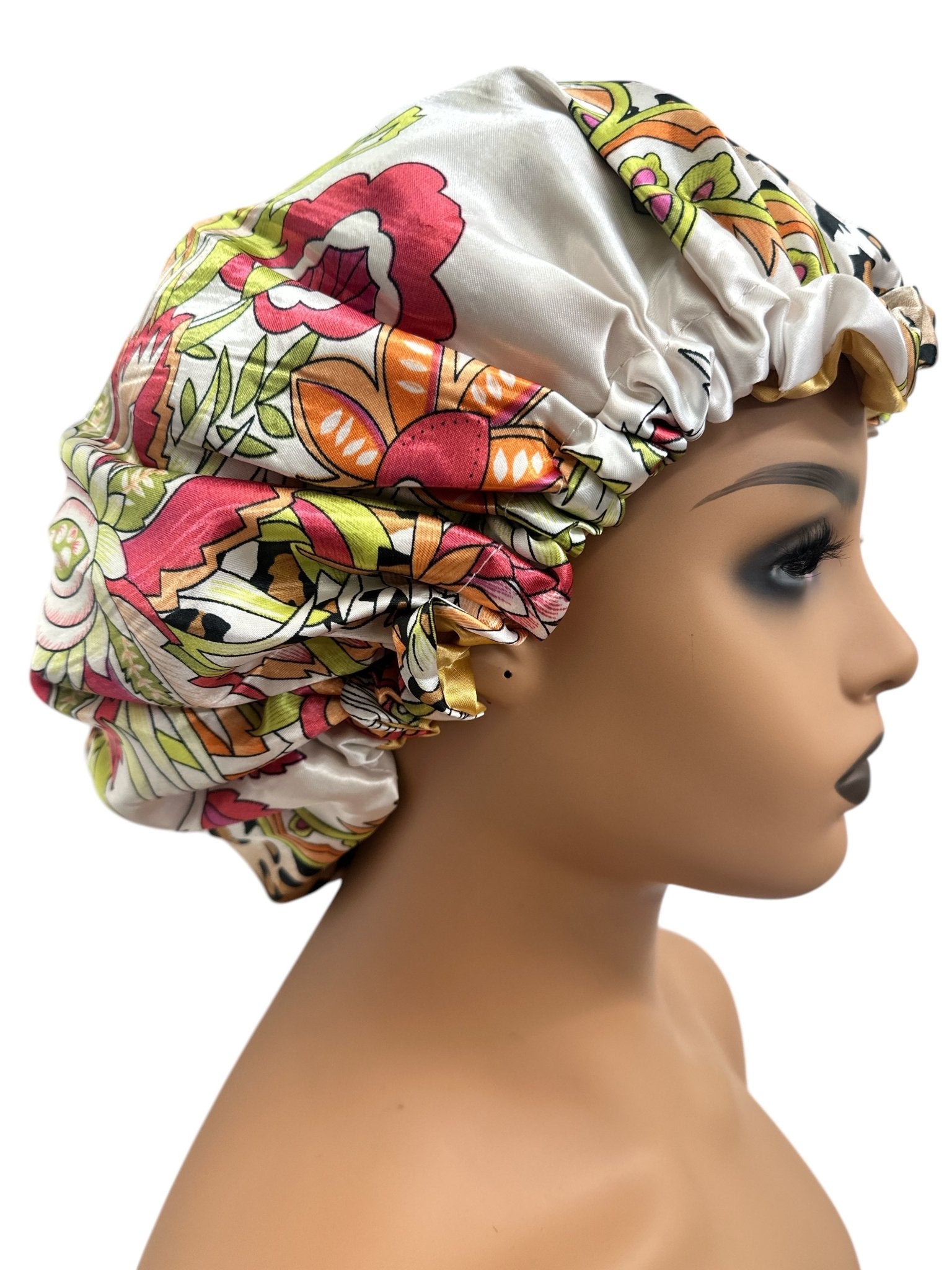 Adjustable Double - Layered Reversible Satin Silk Bonnet Cap – Premium Hair Protection Sleep Cap - Fatisha Boutique
