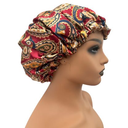 Adjustable Double - Layered Reversible Satin Silk Bonnet Cap – Premium Hair Protection Sleep Cap - Fatisha Boutique