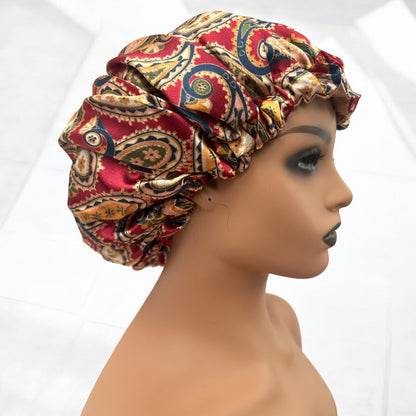 Adjustable Double - Layered Reversible Satin Silk Bonnet Cap – Premium Hair Protection Sleep Cap - Fatisha Boutique