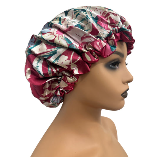 Adjustable Double - Layered Reversible Satin Silk Bonnet Cap – Premium Hair Protection Sleep Cap - Fatisha Boutique