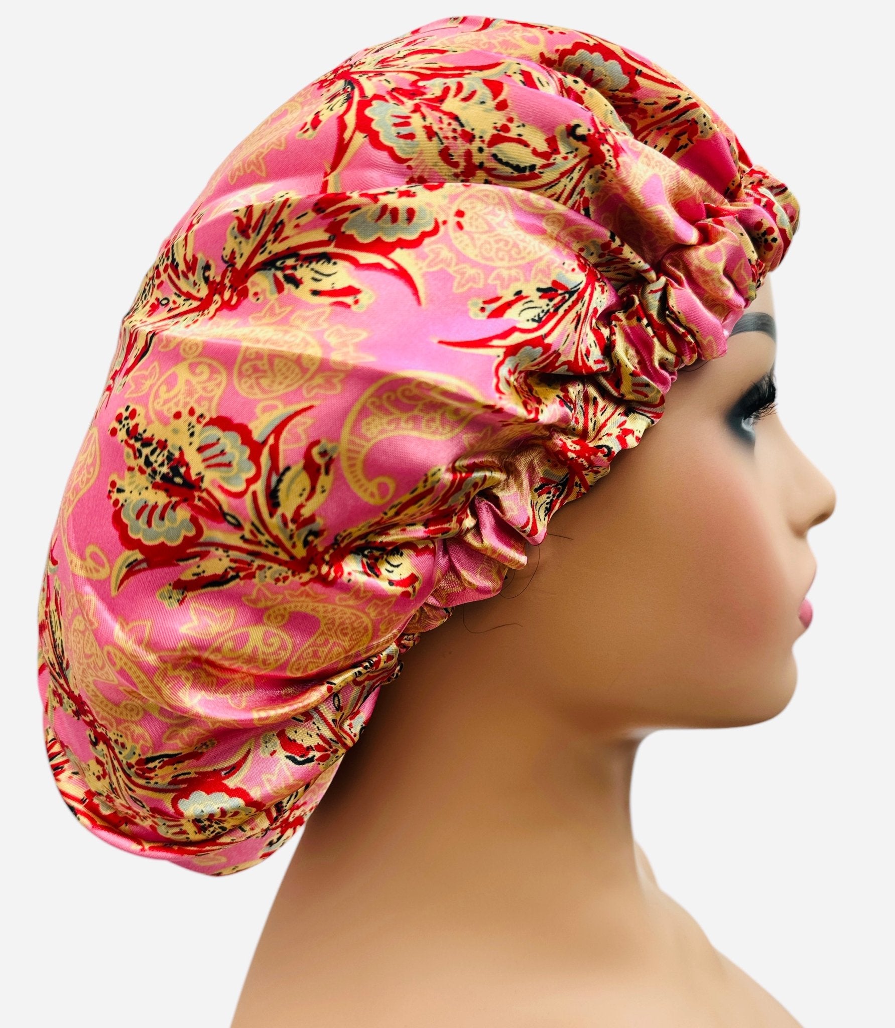Adjustable Reversible Satin Silk Bonnet Cap – Double Layered Printed Sleep Cap for Hair Protection - Fatisha Boutique