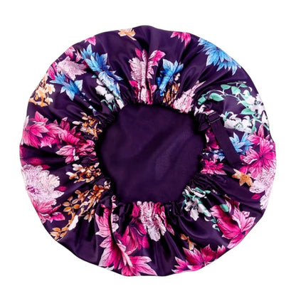 Adjustable Reversible Satin Silk Bonnet Cap – Double Layered Printed Sleep Cap for Hair Protection - Fatisha Boutique