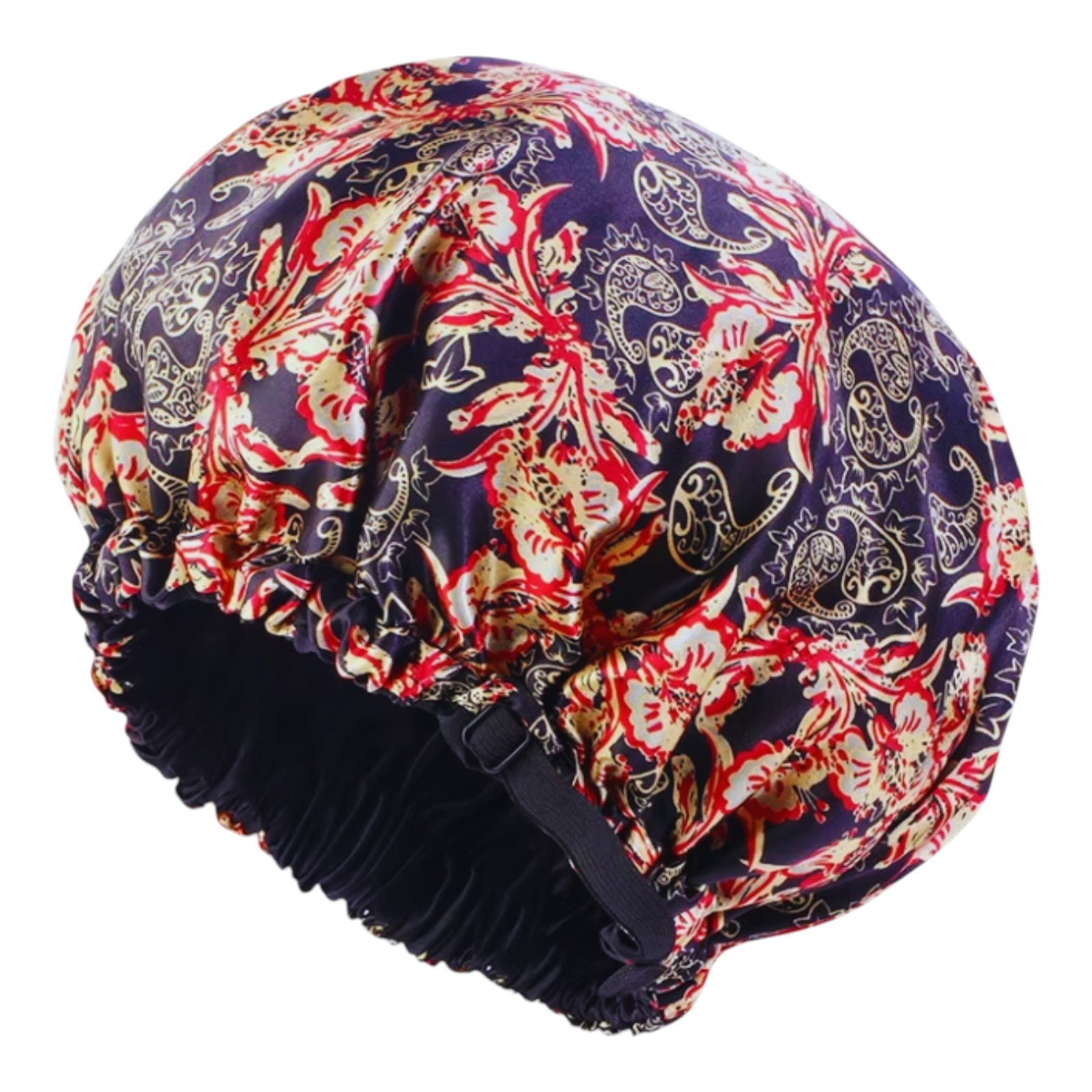 Adjustable Reversible Satin Silk Bonnet Cap – Double Layered Printed Sleep Cap for Hair Protection - Fatisha Boutique