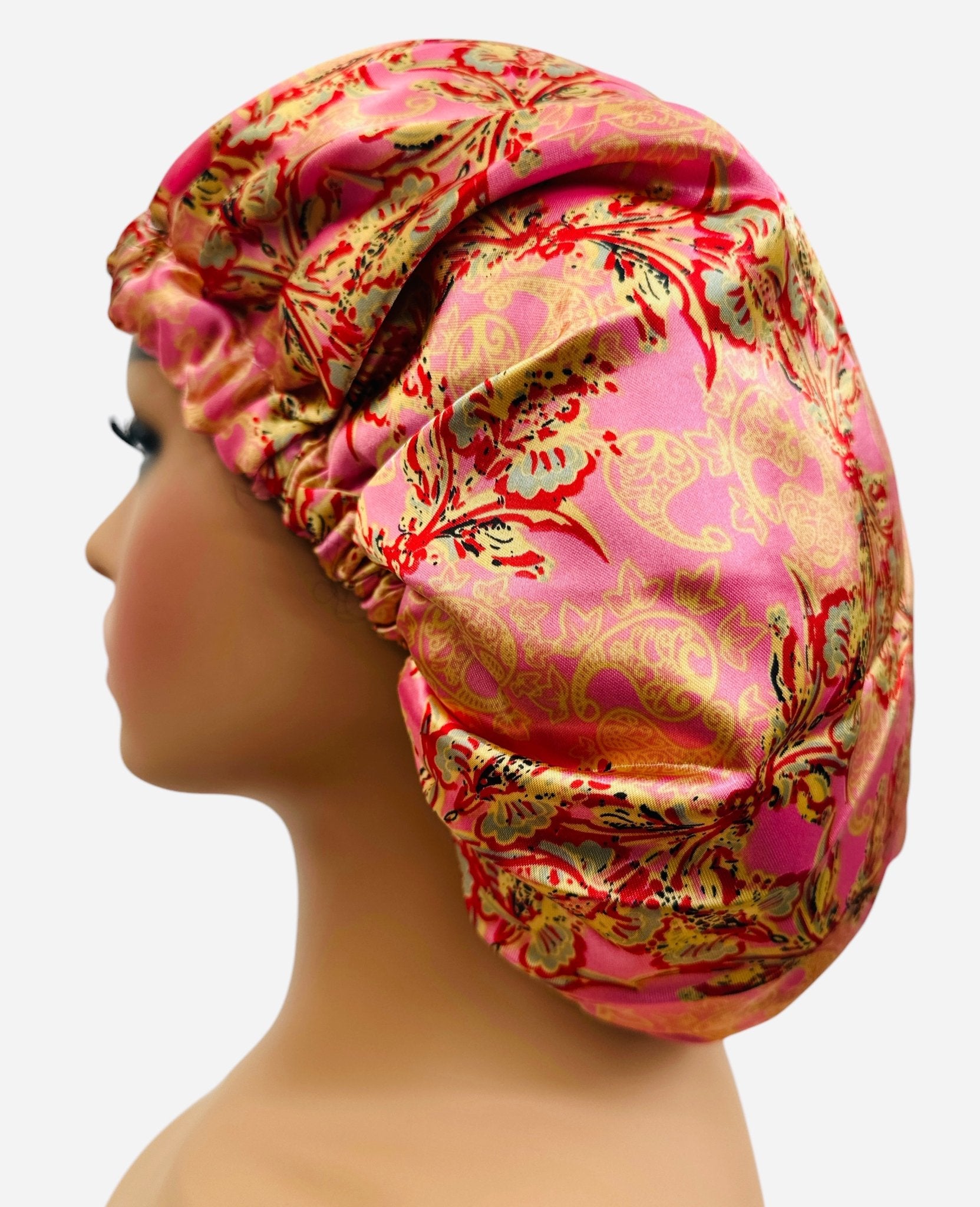 Adjustable Reversible Satin Silk Bonnet Cap – Double Layered Printed Sleep Cap for Hair Protection - Fatisha Boutique
