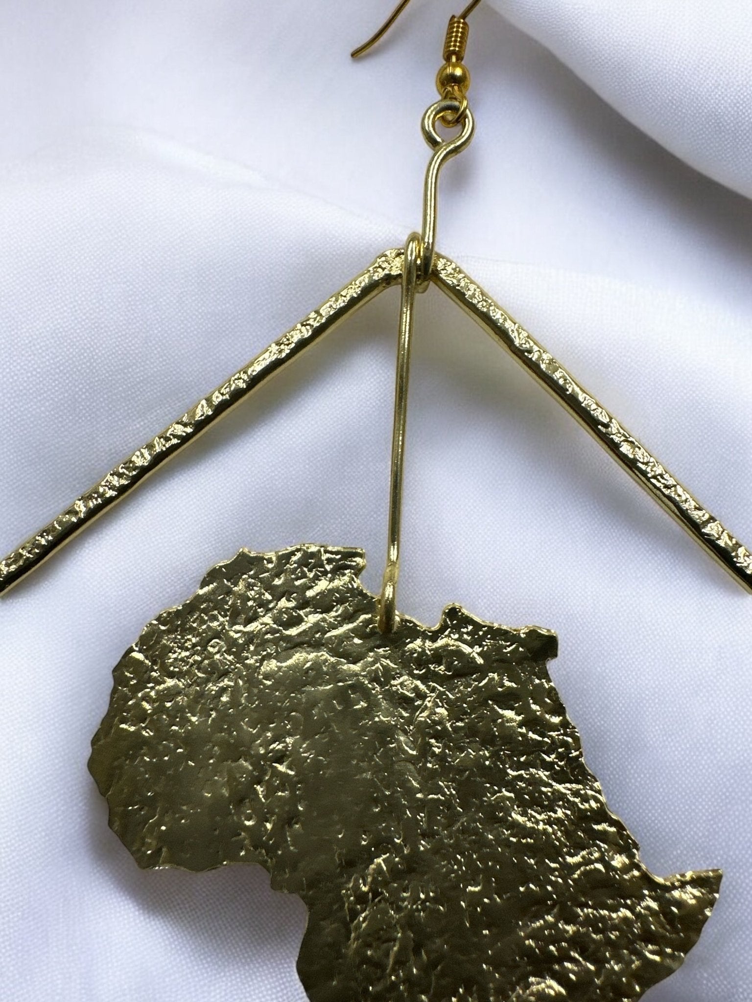 Africa Map Brass Earrings with Diamond Frame - Afrocentric Statement Jewellery - Fatisha Boutique