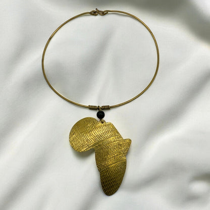 AFRICA MAP BRASS METAL PENDANT NECKLACE - Fatisha Boutique