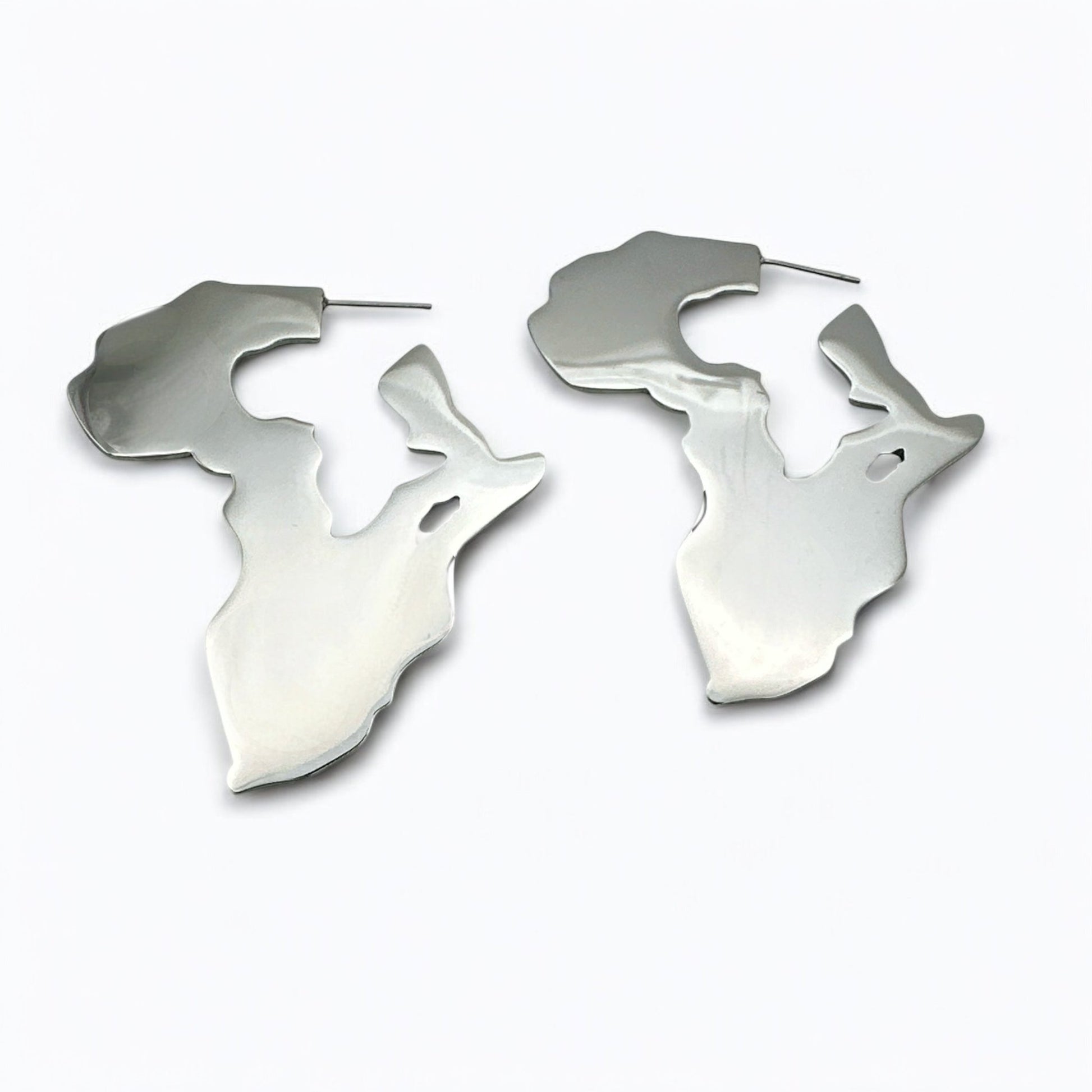 Africa Map Shaped Stainless Steel Statement Drop Earrings - Fatisha Boutique